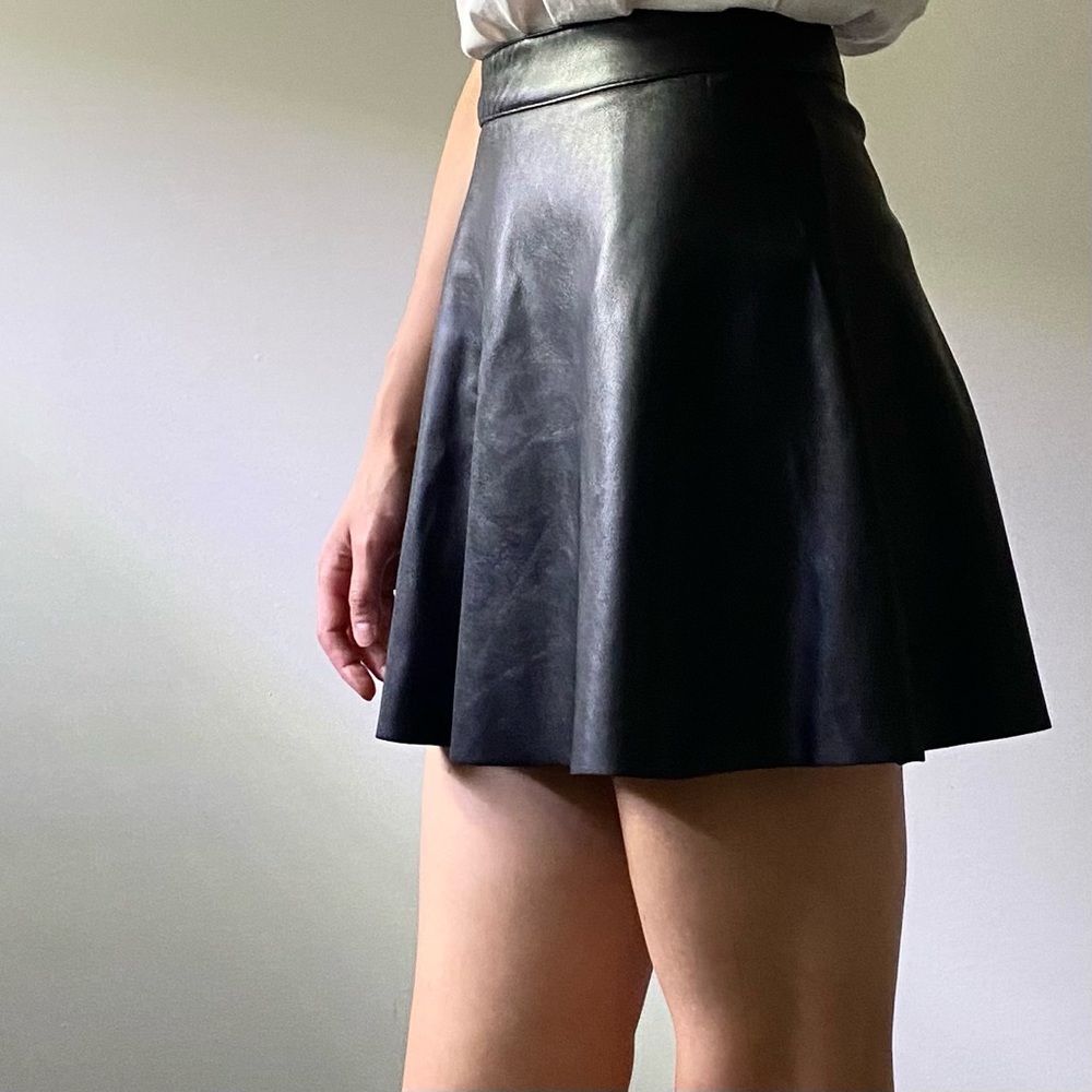 H&M Black Faux Leather Skirt
